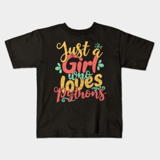 Just A Girl Who Loves Pythons - Snake lover gift design Kids T-Shirt